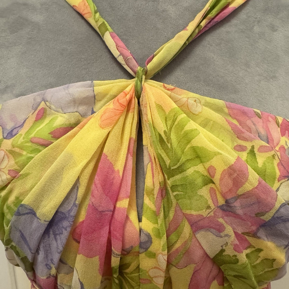 NWT Anne Klein Vintage 100% Silk Midi Dress Size:8 Designer Floral Double Layers - Picture 9 of 16